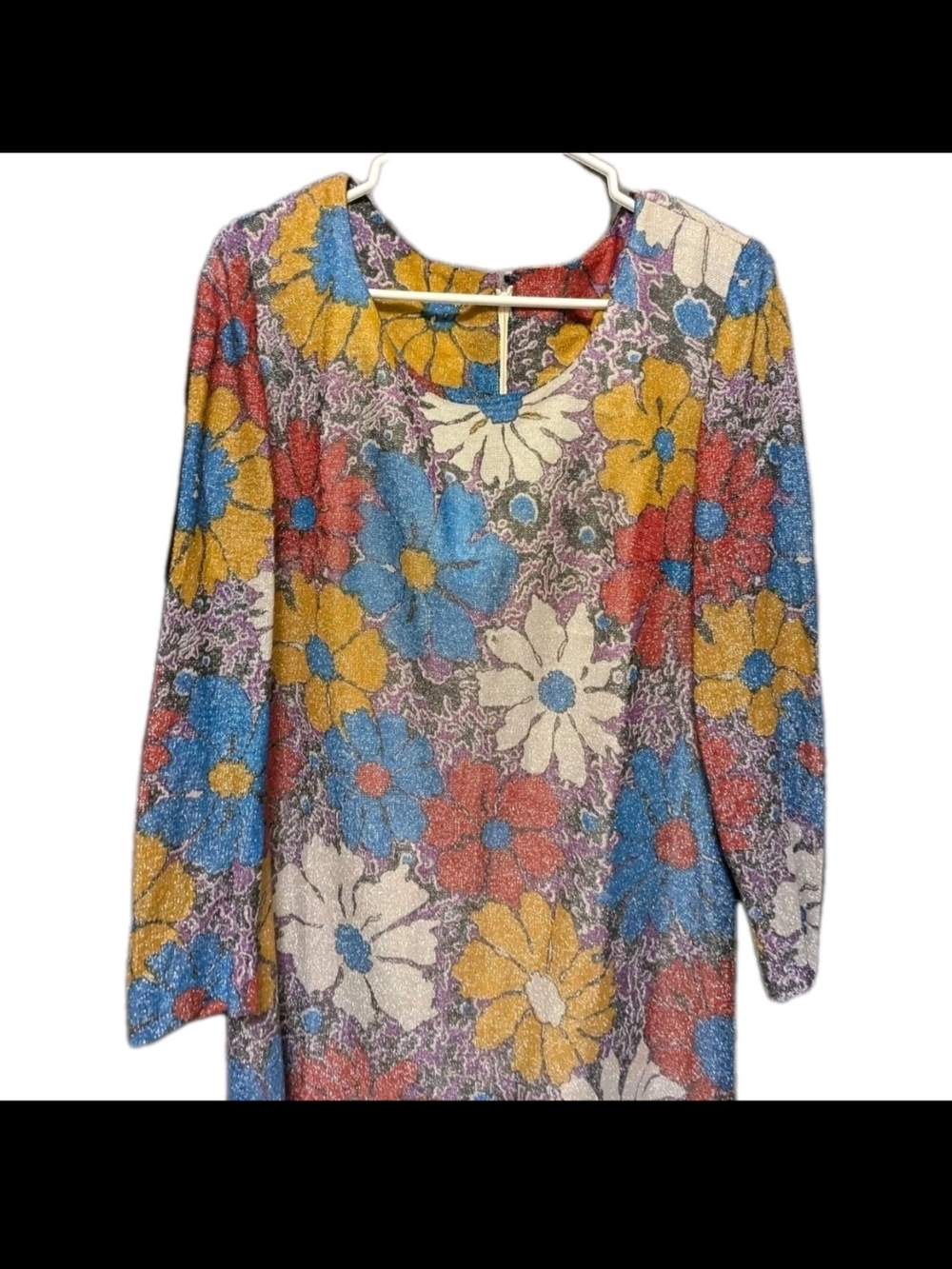 Lee Multicolor Floral Long Sleeve Midi Dress - Blue, Yellow, Cream, Red - Picture 2 of 10